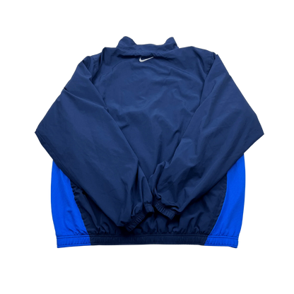 Nike Vintage Trainingsjacke blau oversize fit white swoosh von Kickvault mit blauem und schwarzem Design