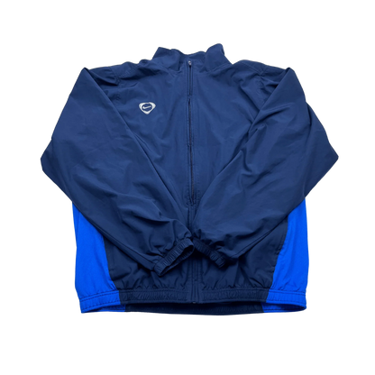 Nike Vintage Trainingsjacke blau oversize fit white swoosh von Kickvault mit durchgehendem Reißverschluss